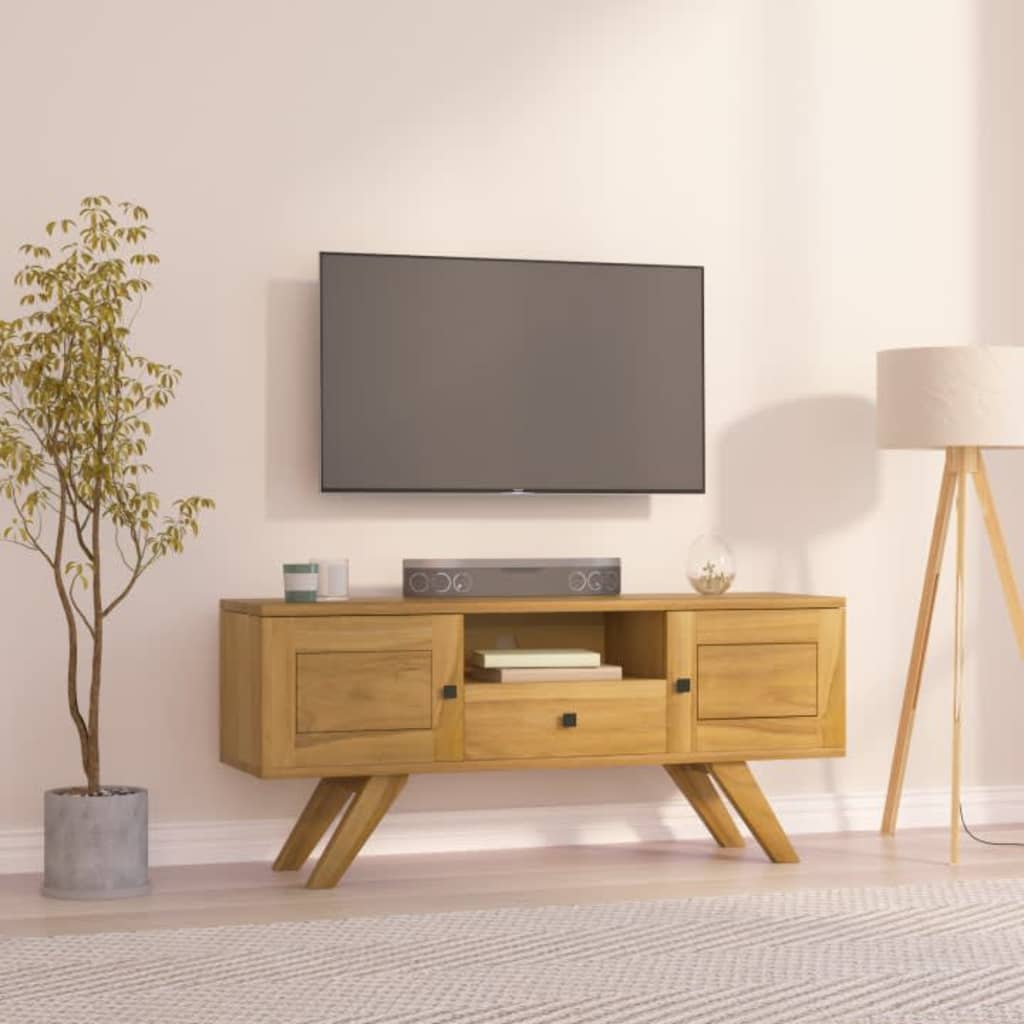 vidaXL TV-Schrank 110x30x50 cm Massivholz Teak