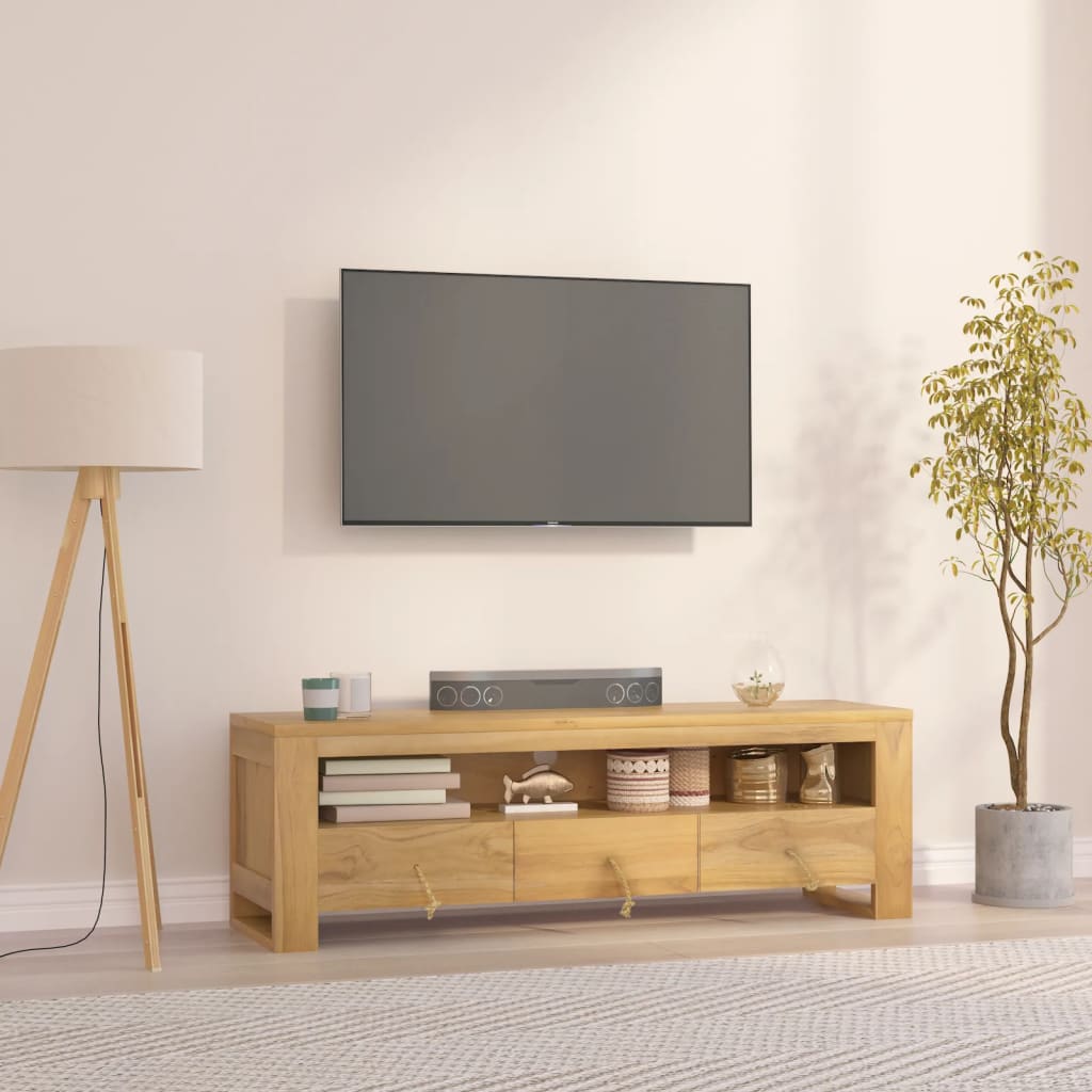 Meuble TV 110x30x35 cm Bois de teck solide | meublestv.fr