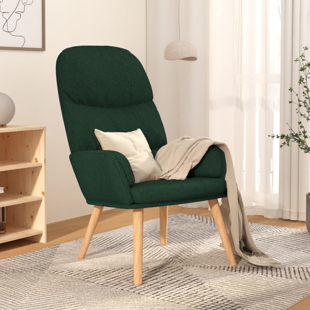 vidaXL Scaun de relaxare, verde închis, material textil