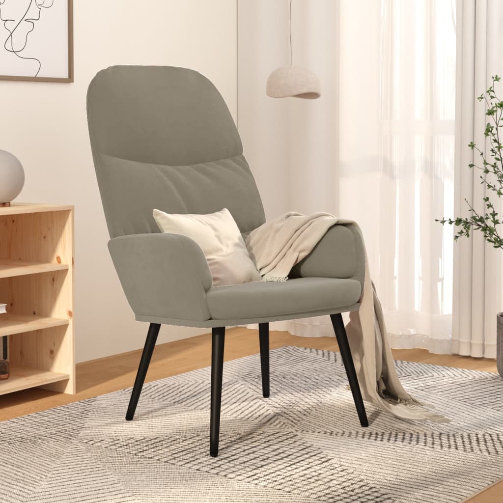 Chaise de relaxation Gris clair Velours