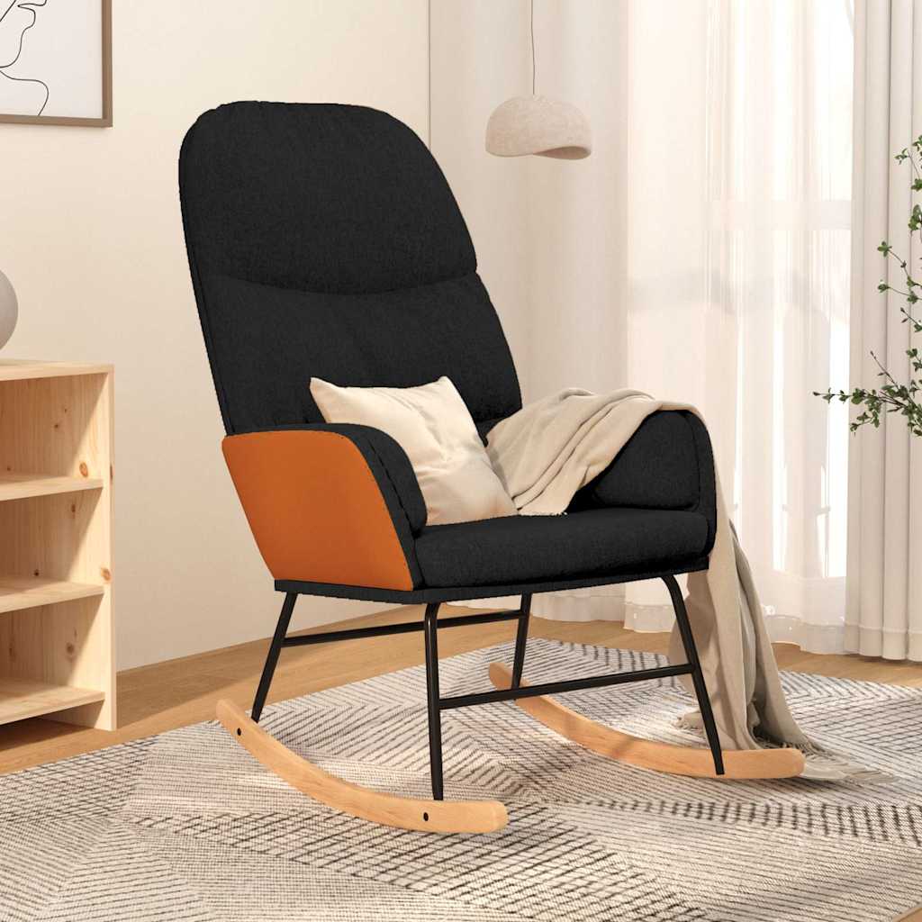 vidaXL Fotel bujany, czarny, tapicerowany tkanin�