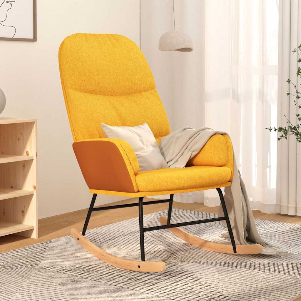vidaXL Fotel bujany, musztardowy, tapicerowany tkanin�