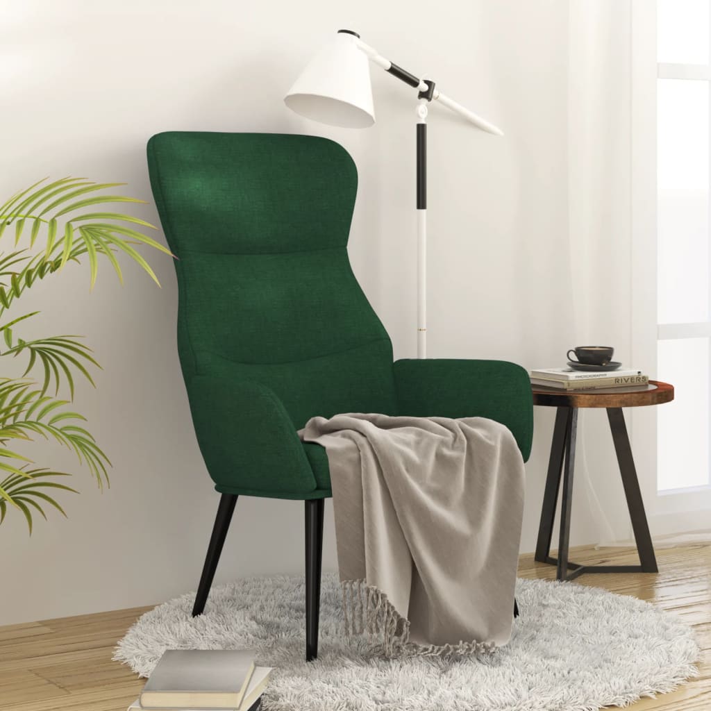 Relaxační křeslo tmavě zelené textil
