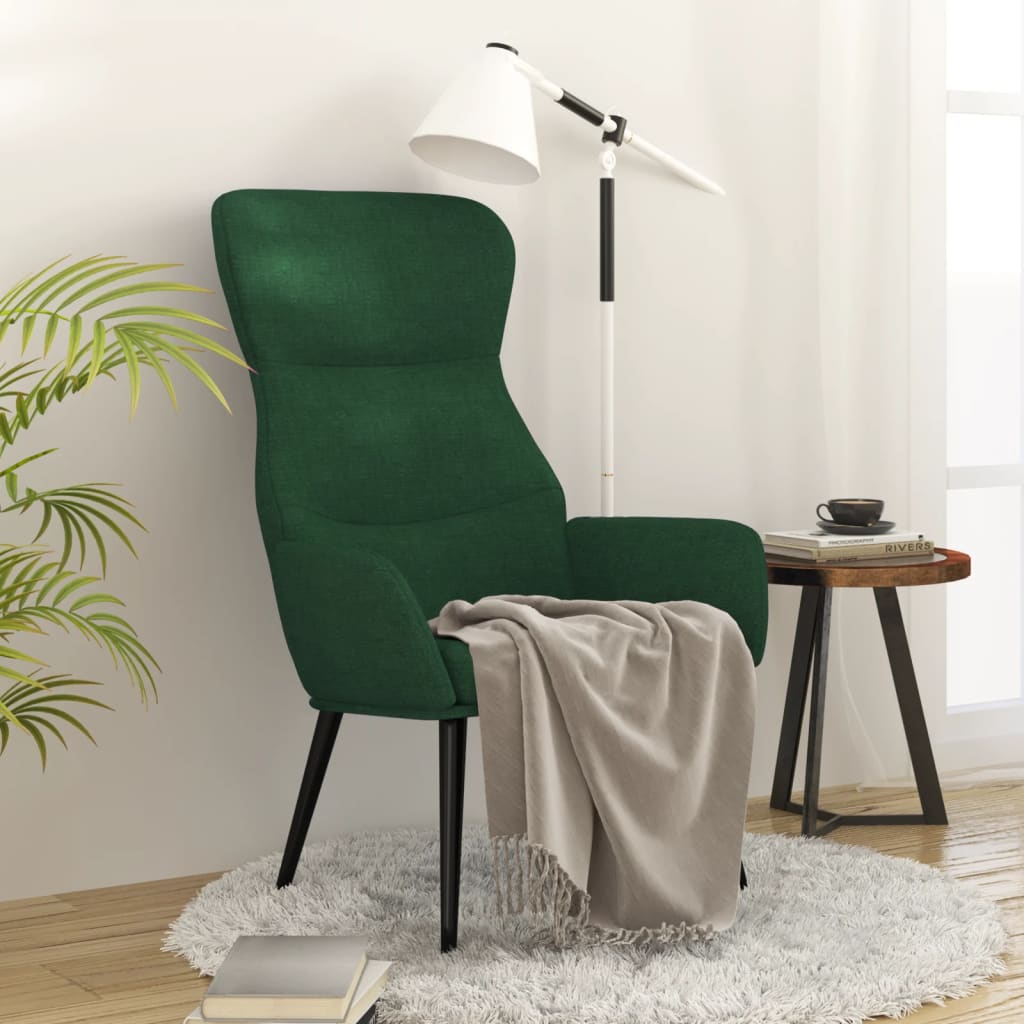 vidaXL Scaun de relaxare, verde închis, material textil