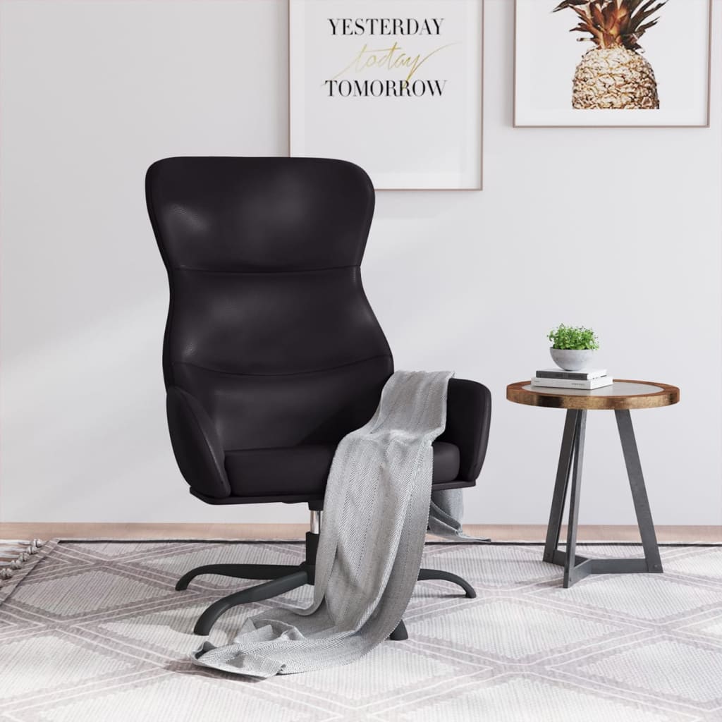vidaXL Fotel wypoczynkowy, czarny, sztuczna skra
