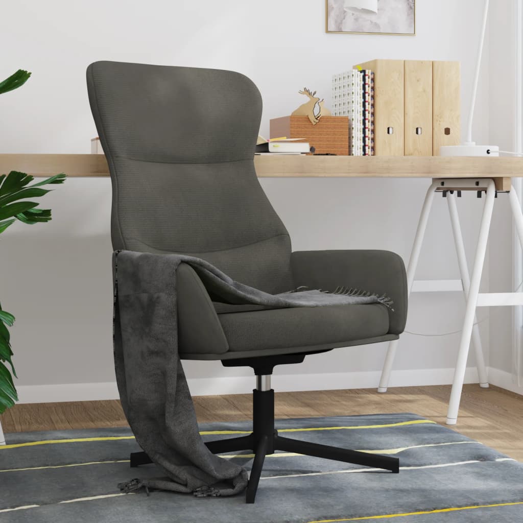 vidaXL Chaise de relaxation Gris foncé Velours