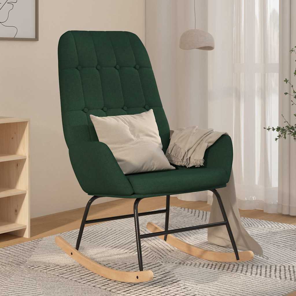 vidaXL Fotel bujany, ciemnozielony, tapicerowany tkanin�