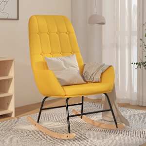 Houpací křeslo hořčicově žluté textil - obrázek 1