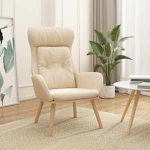 Relaxační křeslo krémové textil - obrázek 1