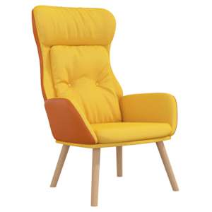 Relaxační křeslo hořčicově žluté textil a PVC - obrázek 2