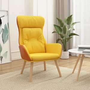 Relaxační křeslo hořčicově žluté textil a PVC - obrázek 1