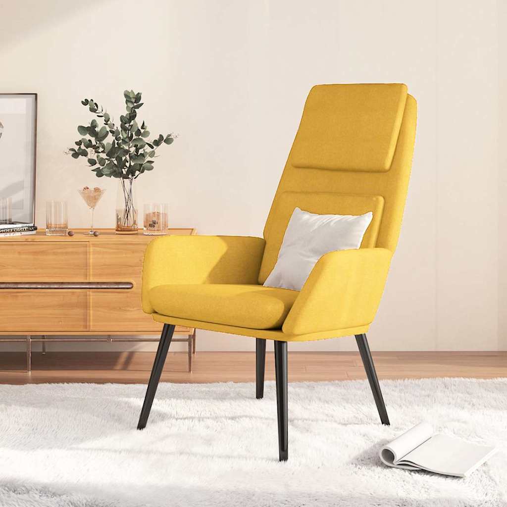 vidaXL Fotel, musztardowy, obity tkanin�
