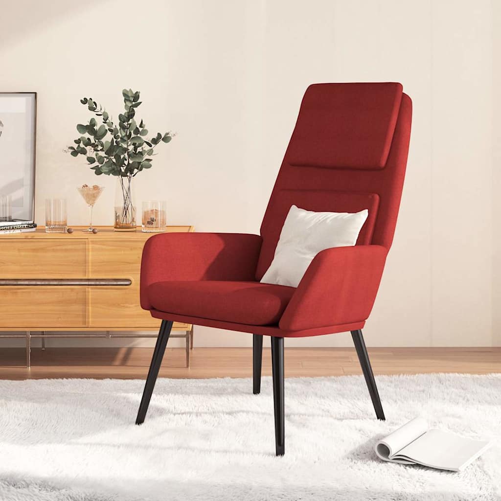 vidaXL Fotel, winna czerwie�, obity tkanin�