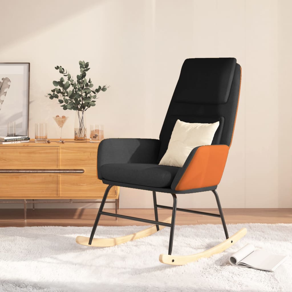 vida XL Schaukelstuhl Schwarz Stoff