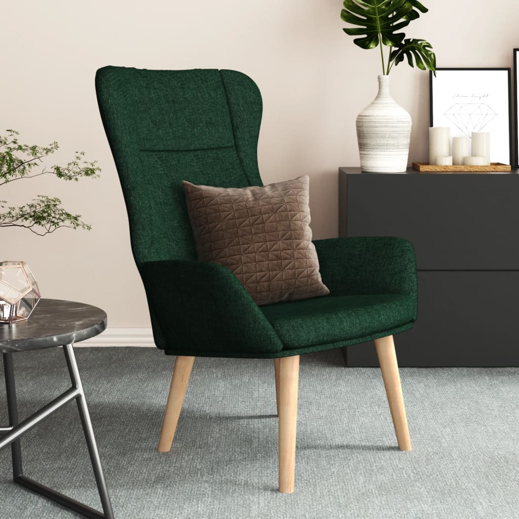 vidaXL Scaun de relaxare, verde închis, material textil