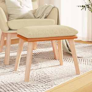 Podnožka krémová 45x29,5x35 cm textil a umělá kůže - obrázek 1