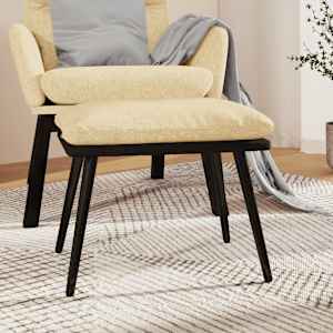 Podnožka krémová 45x29,5x35 cm textil a umělá kůže - obrázek 1