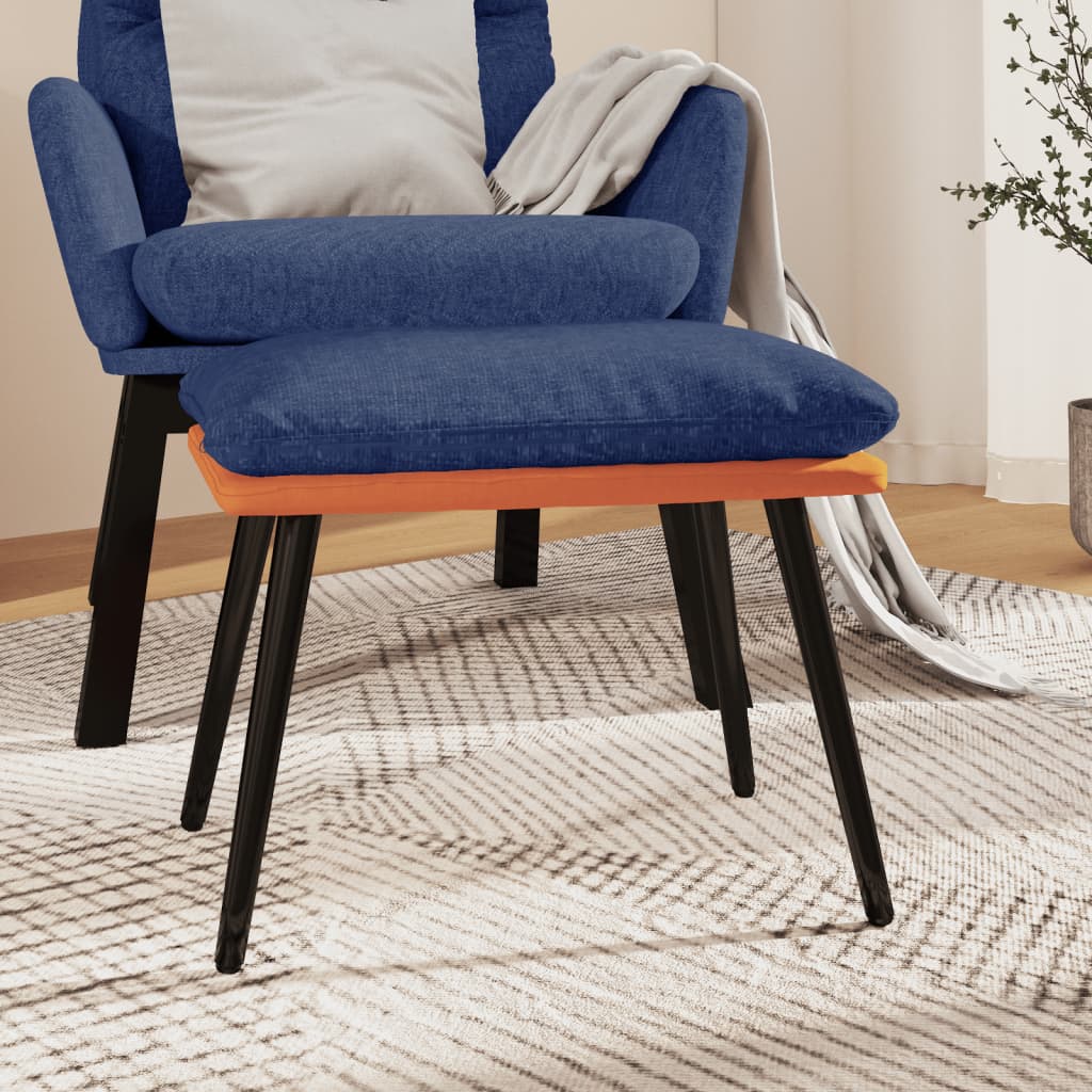 vida XL Fußhocker Blau/Orange 45x 29,5x 39 cm Stoff und Kunstleder