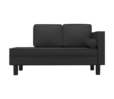 vidaXL Chaiselongue mit Kissen und Nackenrolle Schwarz Kunstleder