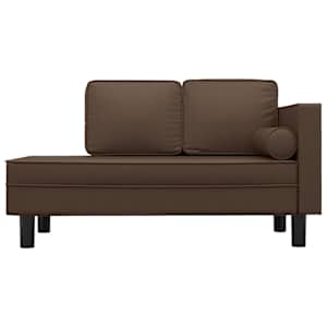 vidaXL Chaiselongue mit Kissen und Nackenrolle Braun Kunstleder
