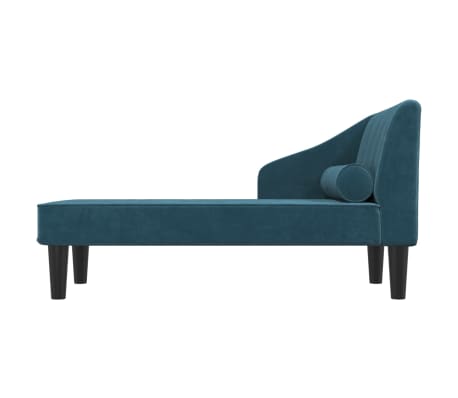 vidaXL Poilsio sofa su ilga pagalve, mėlynos spalvos, aksomas