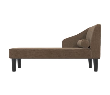 vidaXL Chaise longue com rolo tecido castanho