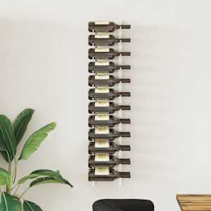 Stensko stojalo za vino za 24 steklenic belo železo