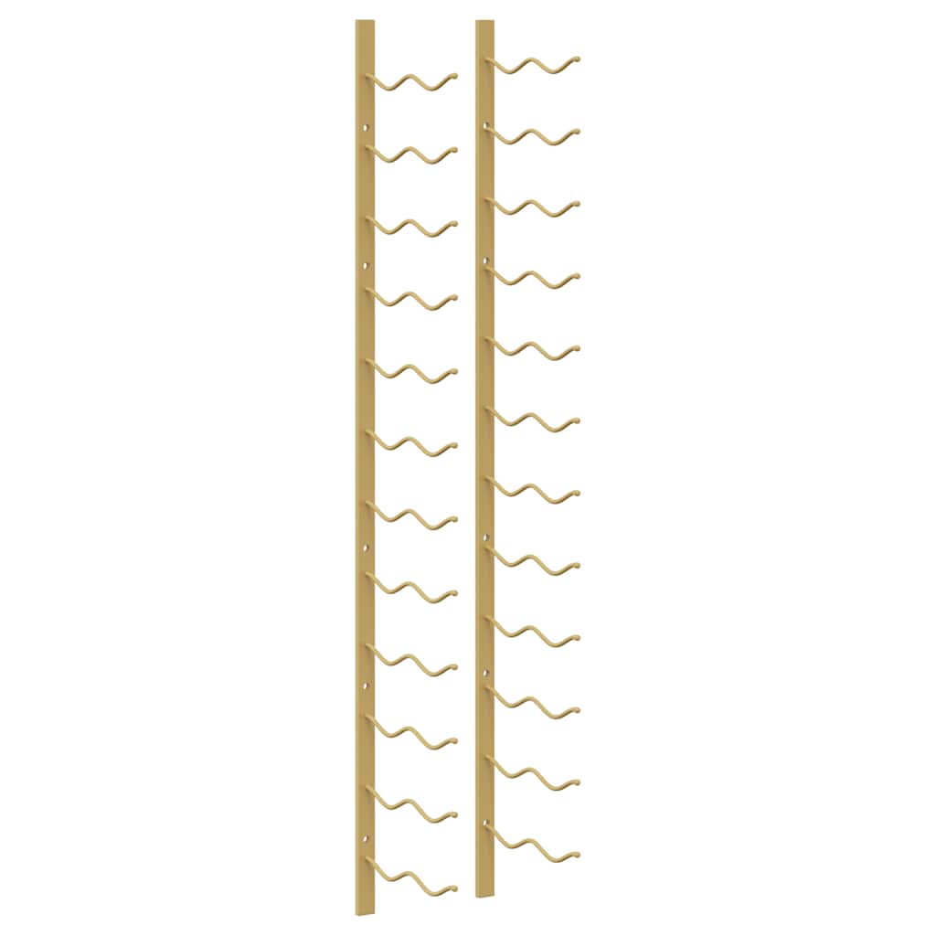 vidaXL Wall Mounted Wine Rack for 24 Bottles Gold Iron-image-340884