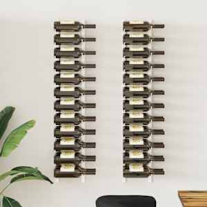 Stensko stojalo za vino za 24 steklenic 2 kosa belo železo