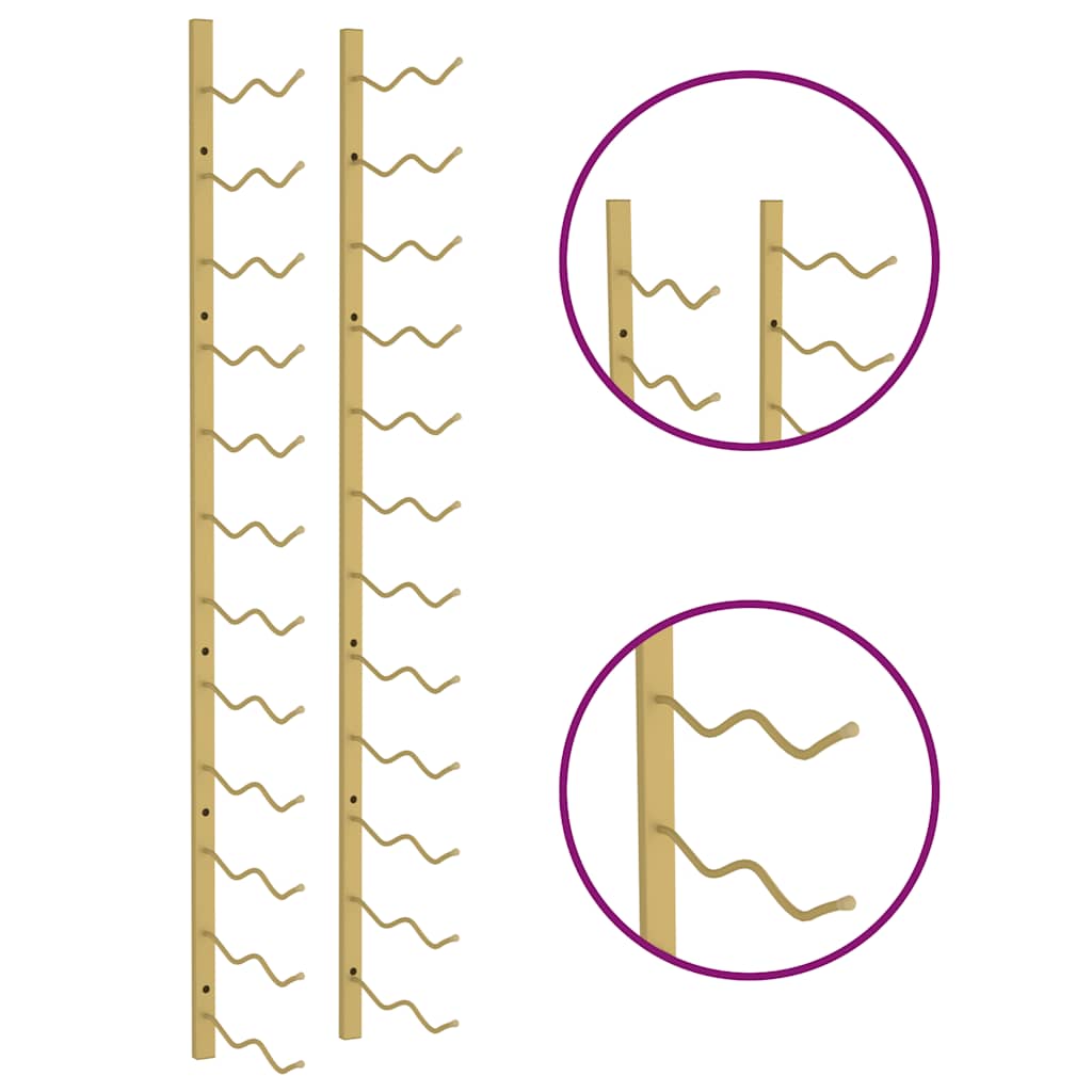Stensko stojalo za vino za 24 steklenic 2 kosa zlato železo - slika 8