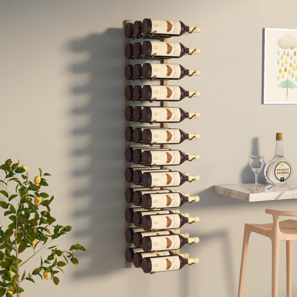 world scald generation Suport sticle de vin, de perete, 36 sticle, auriu, fier