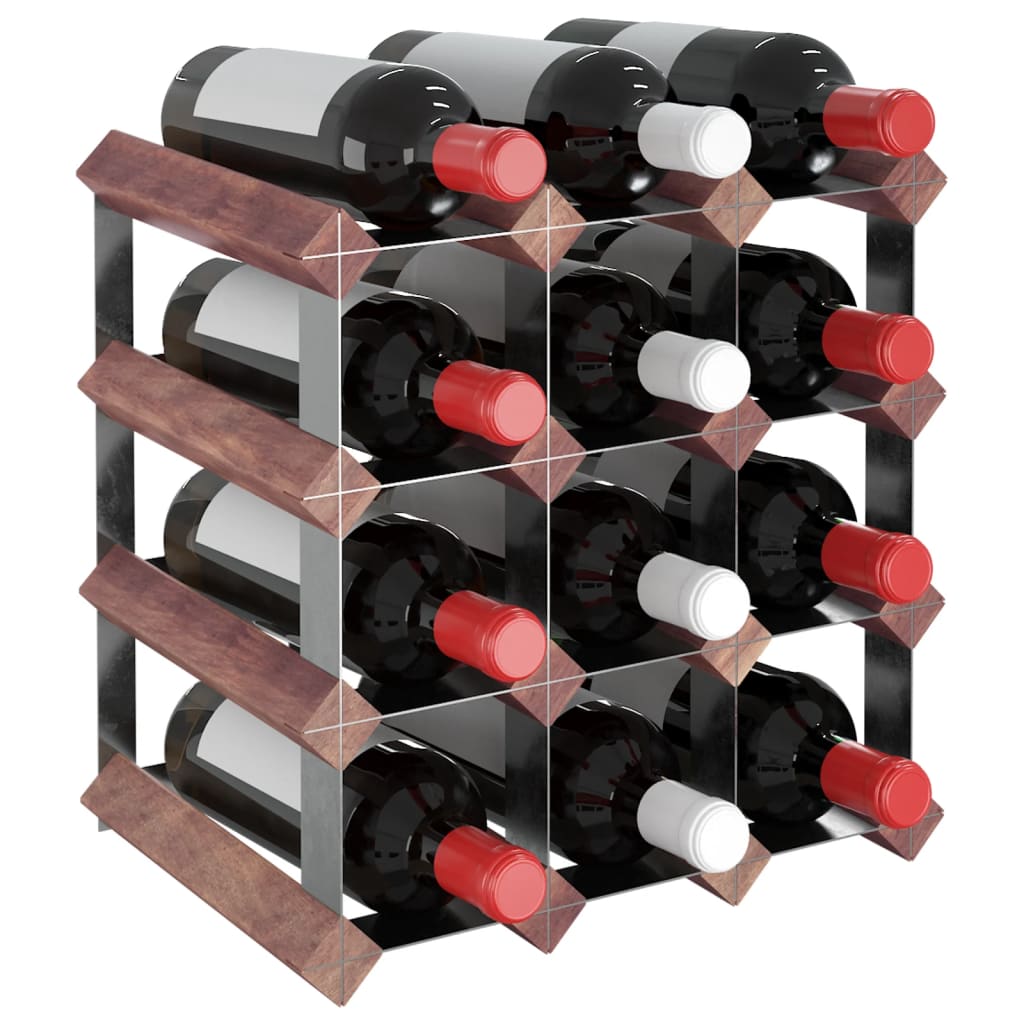 Stojan na víno na 12 lahví hnědý masivní borové dřevo