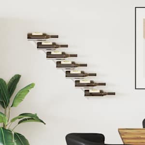 Stensko stojalo za vino za 7 steklenic belo kovinsko