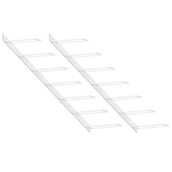 vidaXL seinale kinnitatav veiniriiul 7 pudelile 2 tk, valge, raud