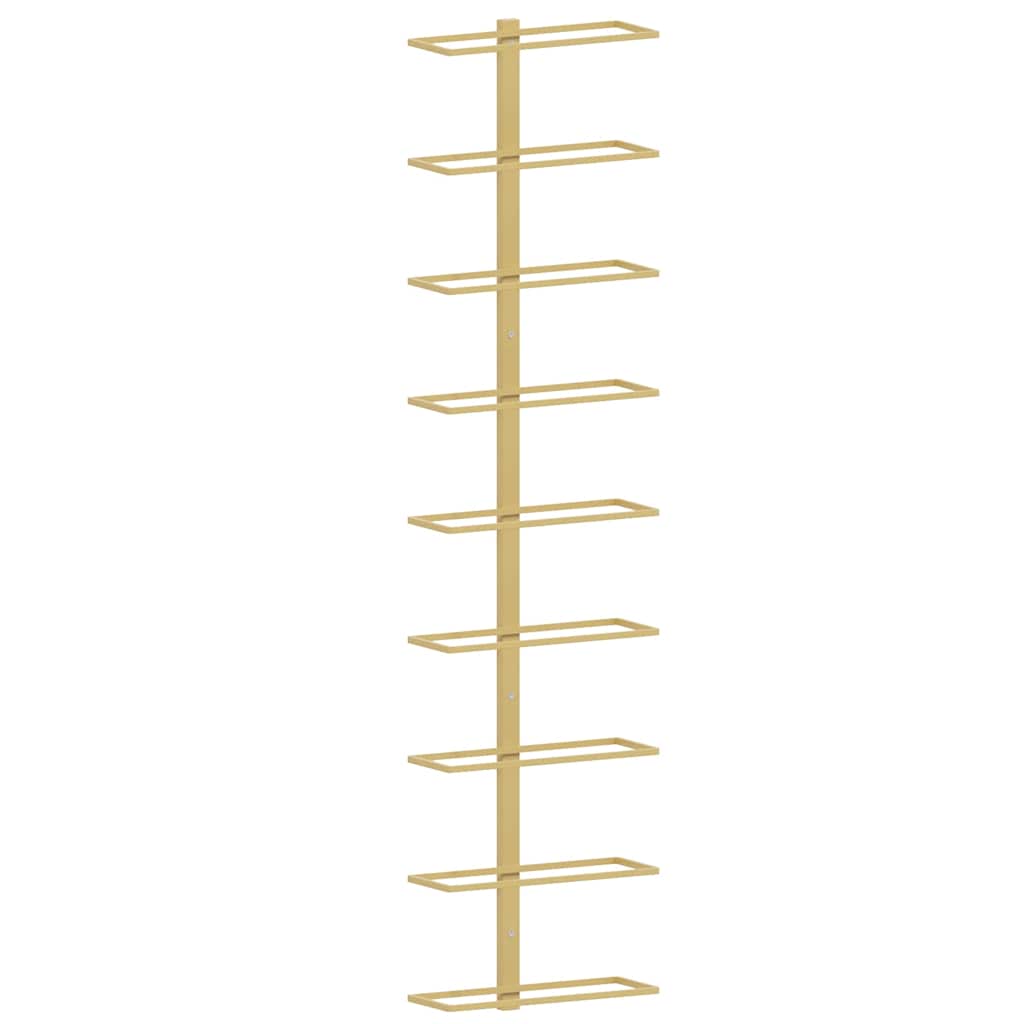 vidaXL Nástěnný stojan na víno na 9 lahví zlatý železo