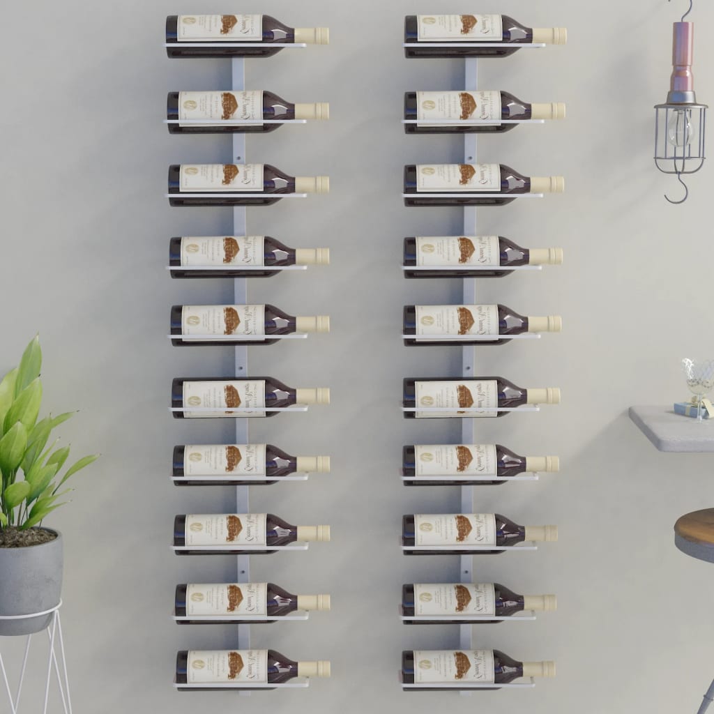 Wand-Weinregale für 10 Flaschen 2 Stk. Weiß Metall | Stepinfit