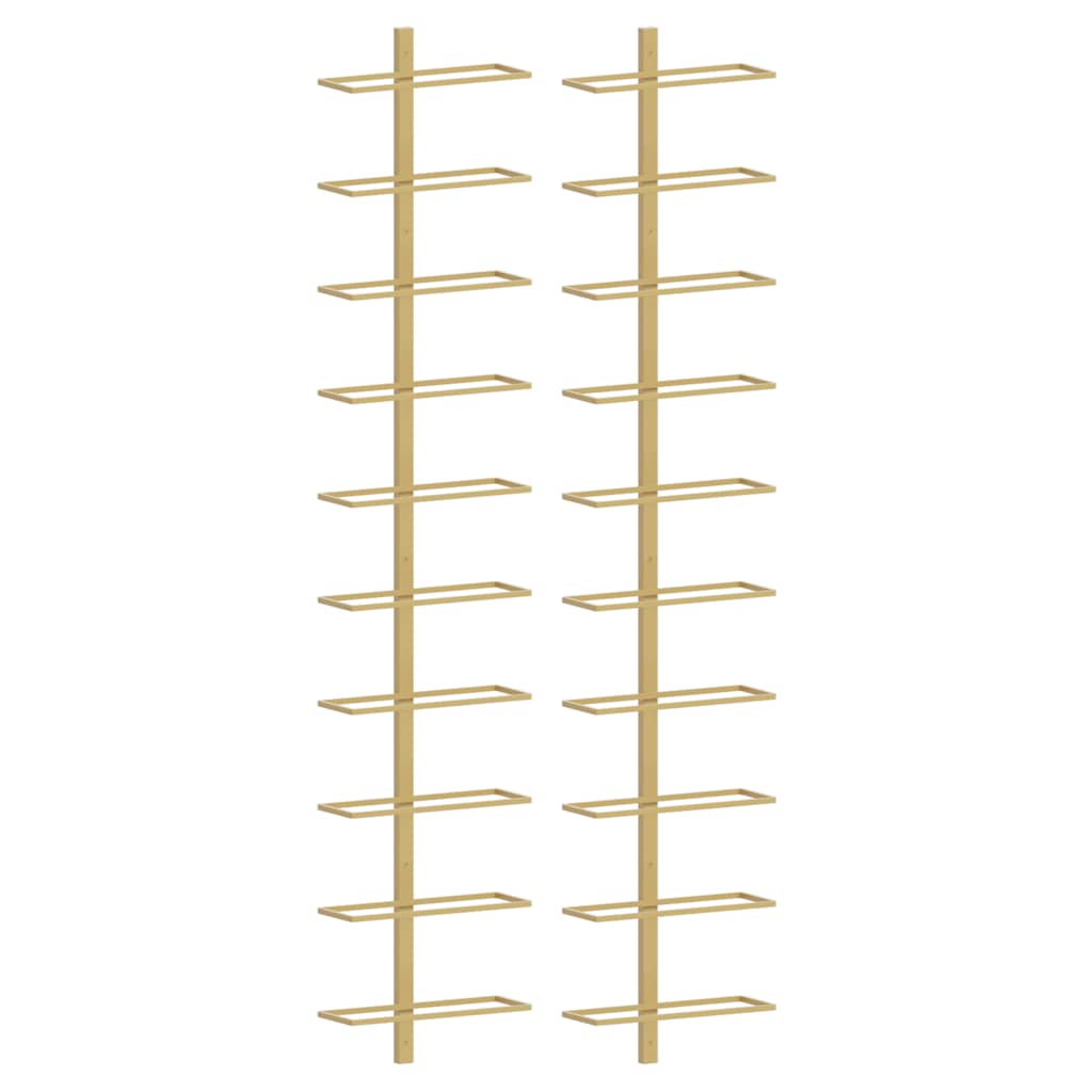 vidaXL Nástěnné stojany na víno na 10 lahví 2 ks zlaté kov