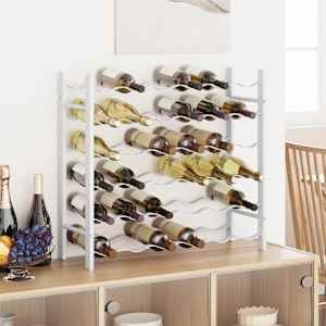 Stojalo za vino za 36 steklenic bela kovina