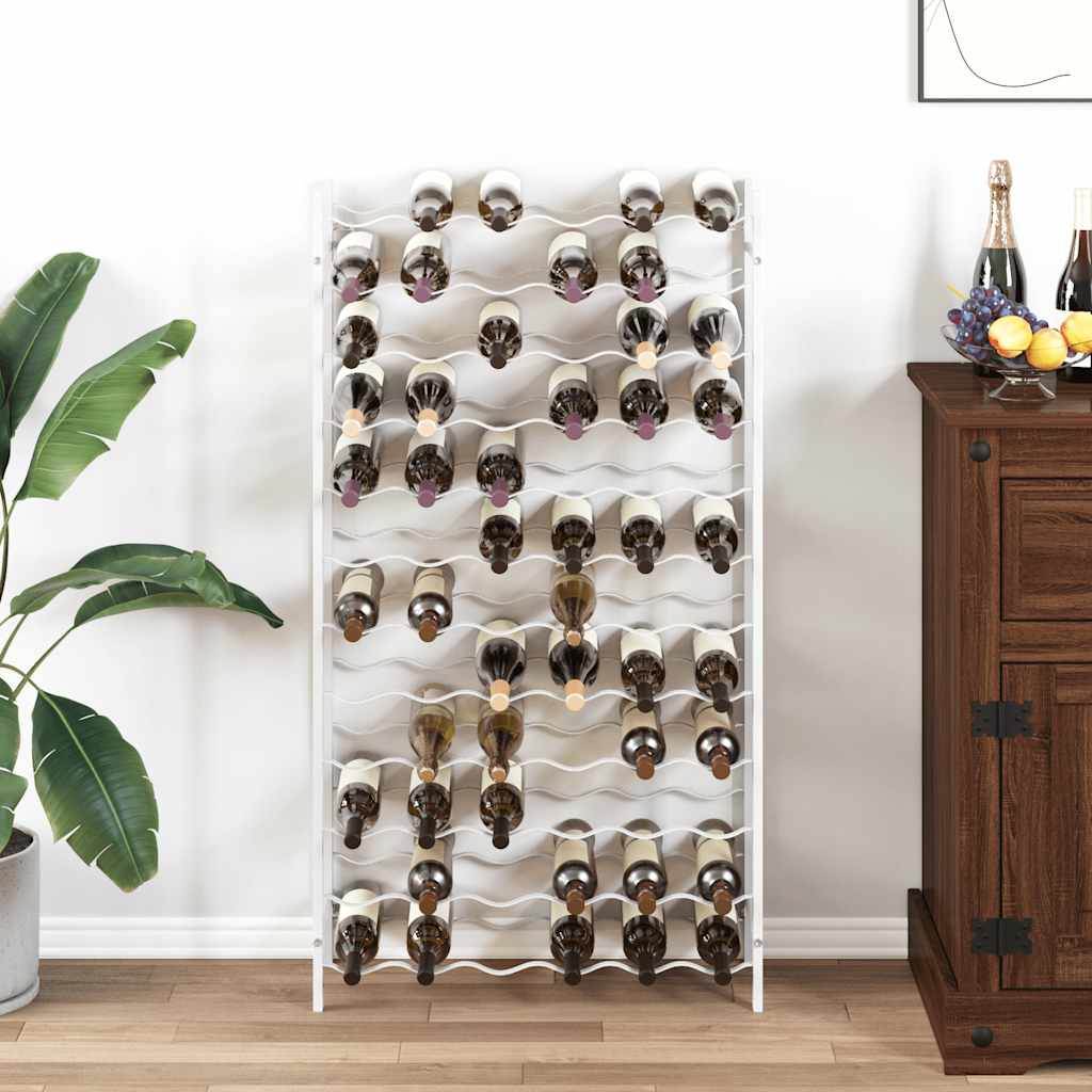 vidaXL Suport sticle de vin pentru 72 sticle,alb, metal