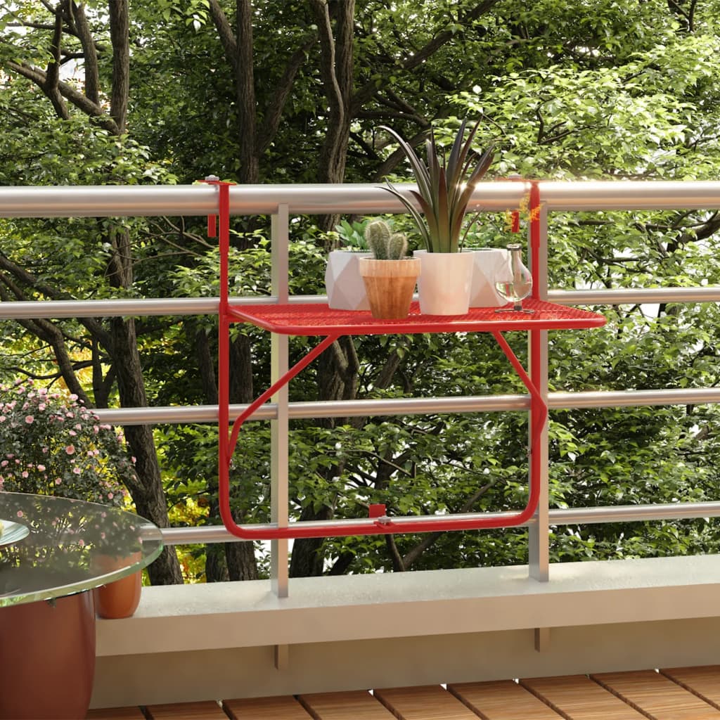 Petrashop  Balkonový stolek červený 60 x 40 cm ocel
