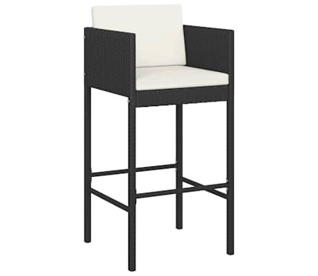 vidaXL 5-tlg. Gartenbar-Set mit Kissen Poly Rattan Schwarz