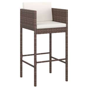 vidaXL Meubles de bar de jardin 5pcs et coussins R&eacute;sine tress&eacute;e Marron