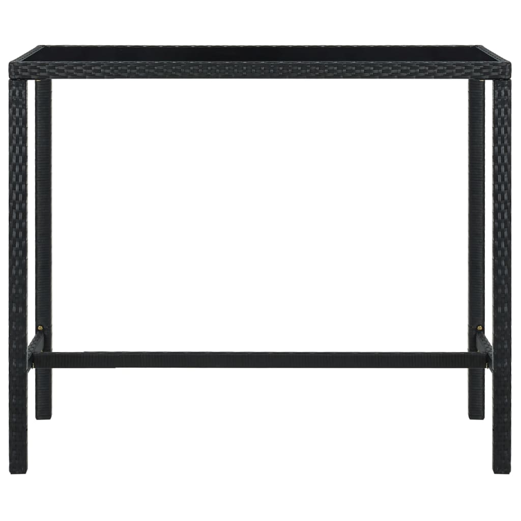 Set mobilier bar de grădină cu perne, 5 piese, negru, poliratan