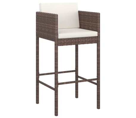 vidaXL 7-tlg. Gartenbar-Set mit Kissen Poly Rattan Braun