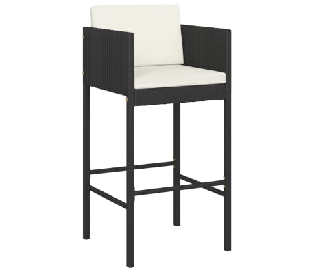 vidaXL 7dílný zahradní barový set s poduškami polyratan černý