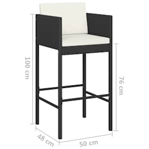 5dílný zahradní barový set s poduškami polyratan černý - obrázek 9