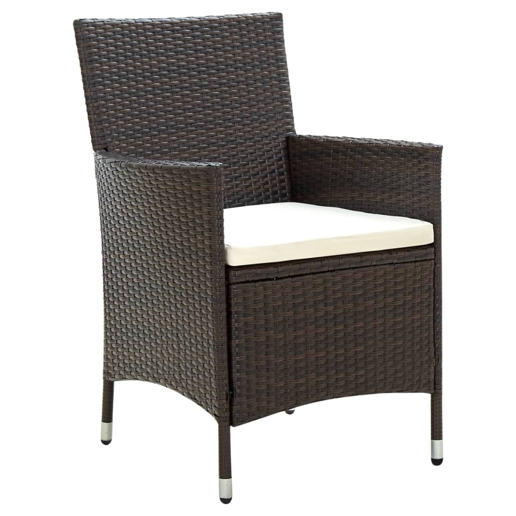 

vidaXL 5-delige Tuinset met kussens poly rattan bruin