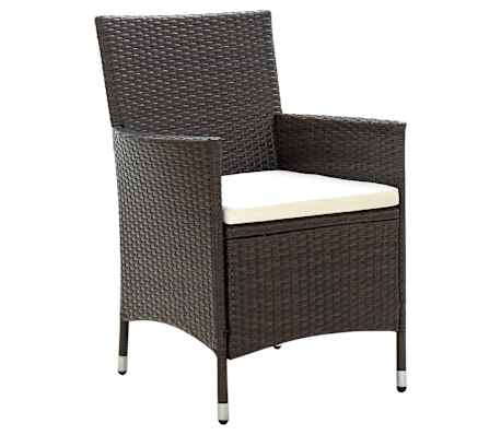 vidaXL Lauko komplektas su pagalvėlėmis, 5 dalių, rudas, poliratanas