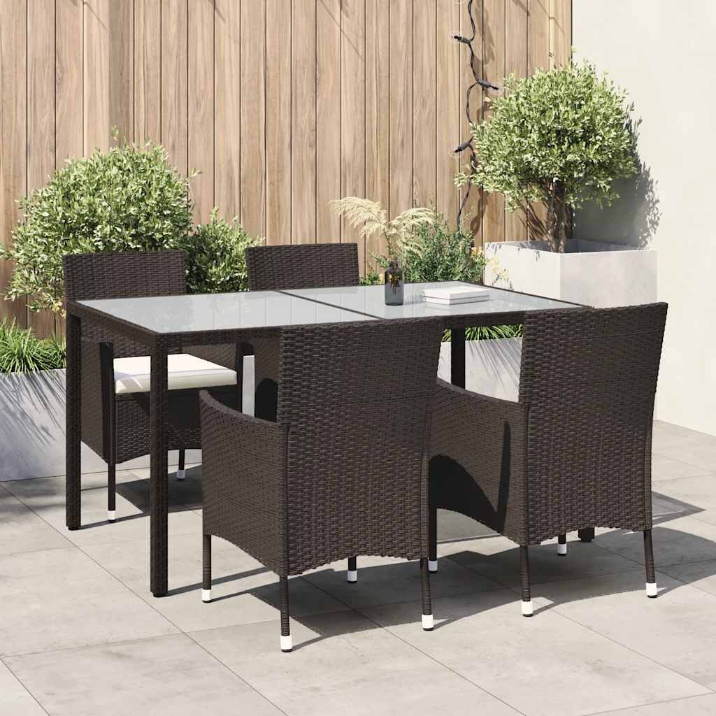 vidaXL Set mobilier de exterior cu perne, 5 piese, maro, poliratan