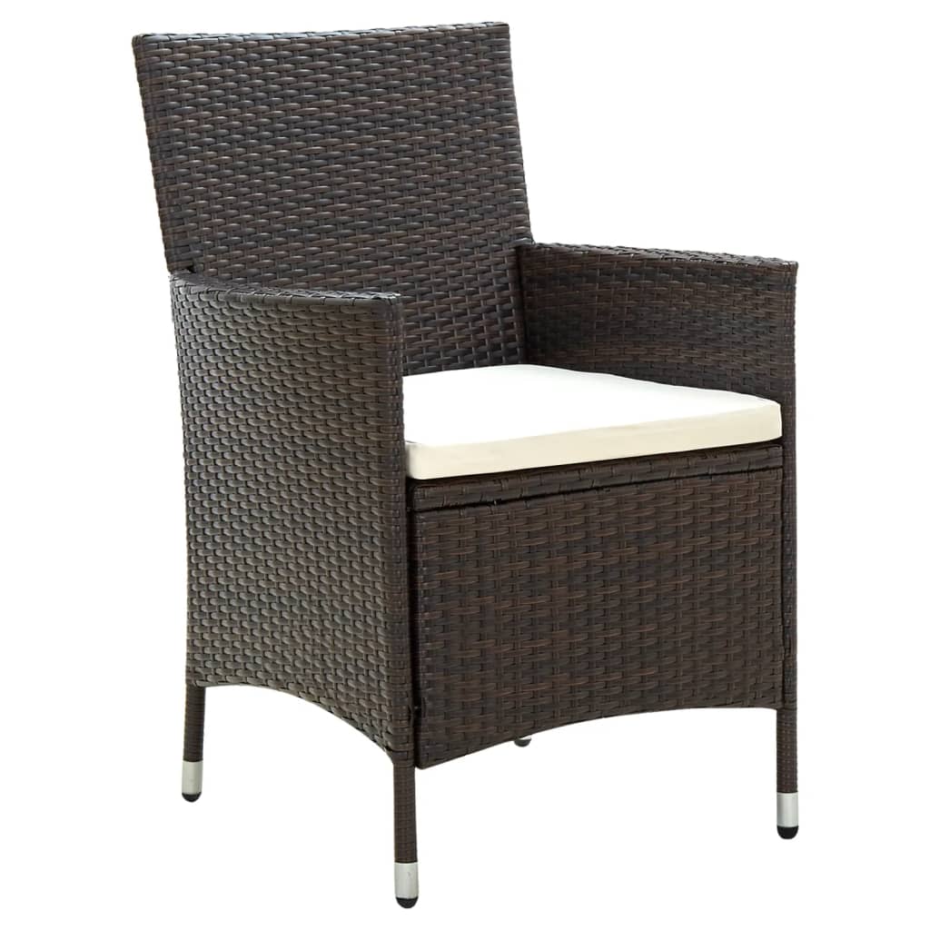 

vidaXL 7-delige Tuinset met kussens poly rattan bruin